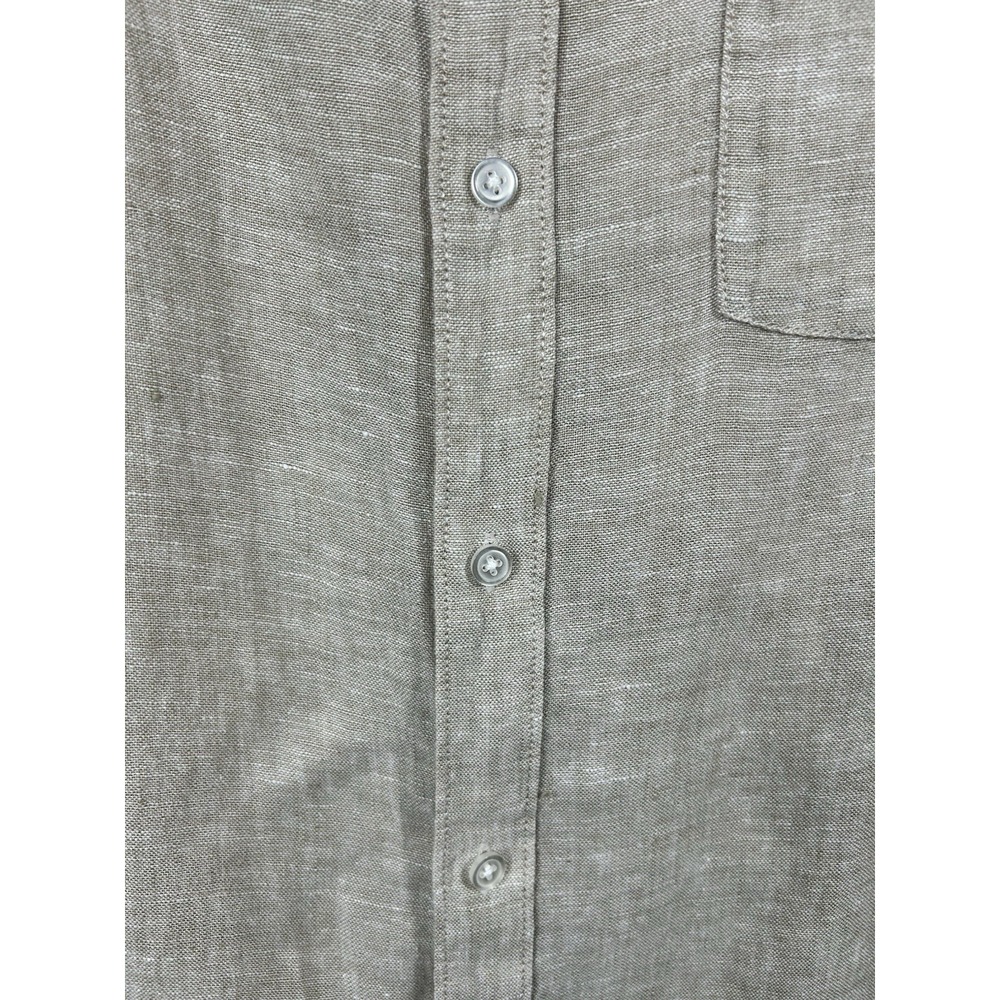 Caribbean Joe 100% Linen Shirt Medium Oatmeal European Flax Coastal Quiet Luxury - Picture 3 of 9